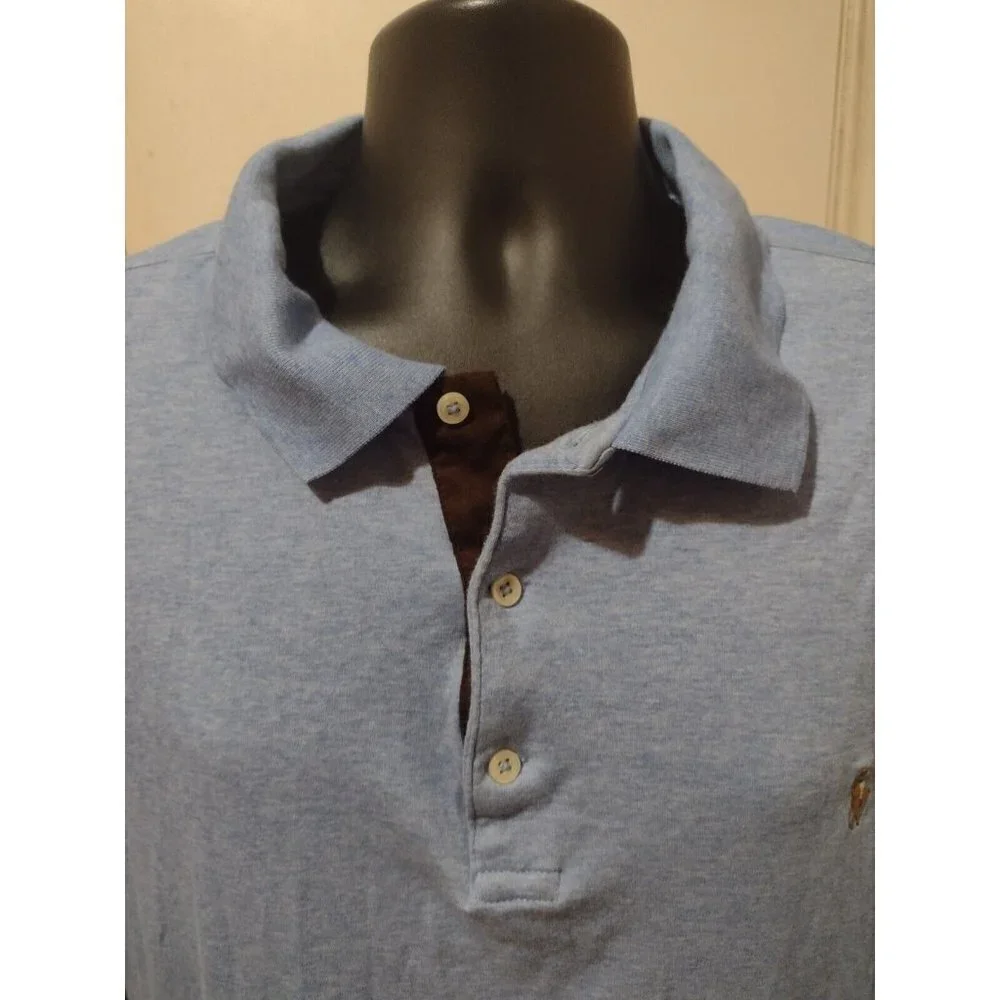 Polo Ralph Lauren Polo Shirt Adult 2XB Blue Long Sleeve Golf Walking Casual Men